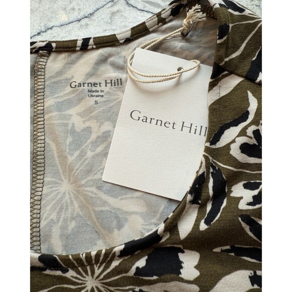 Garnet Hill Dress Size Small Green Floral Seamed Knit Trapeze Stretch Flowy NWT - Picture 4 of 10